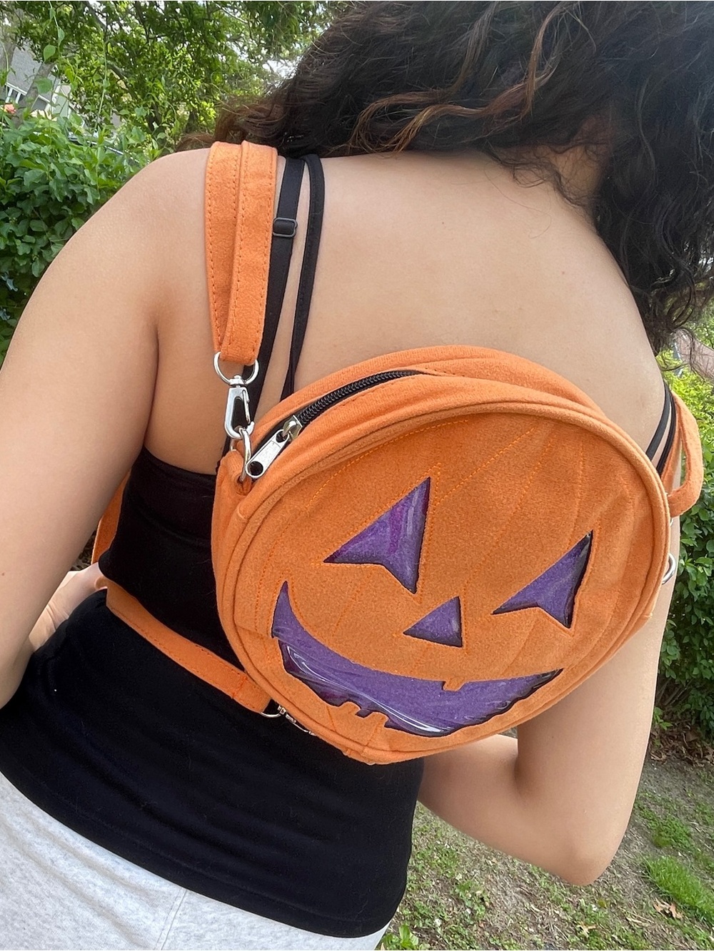 Orange Jack-O'-Lantern Crossbody/Backpack Bag